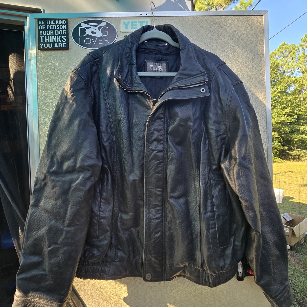 Wilsons Lined Black Leather Riding Jacket XL